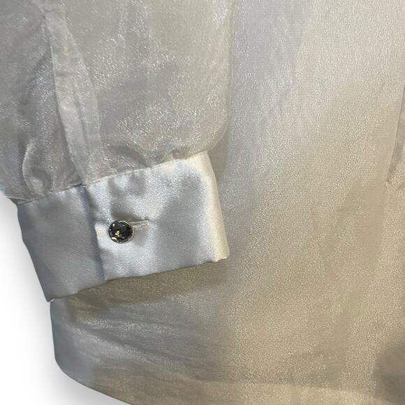 Jordan Button Up Sheer Blouse Womens 18W White VTG Romantic Formal Fairycore Top - Picture 8 of 10